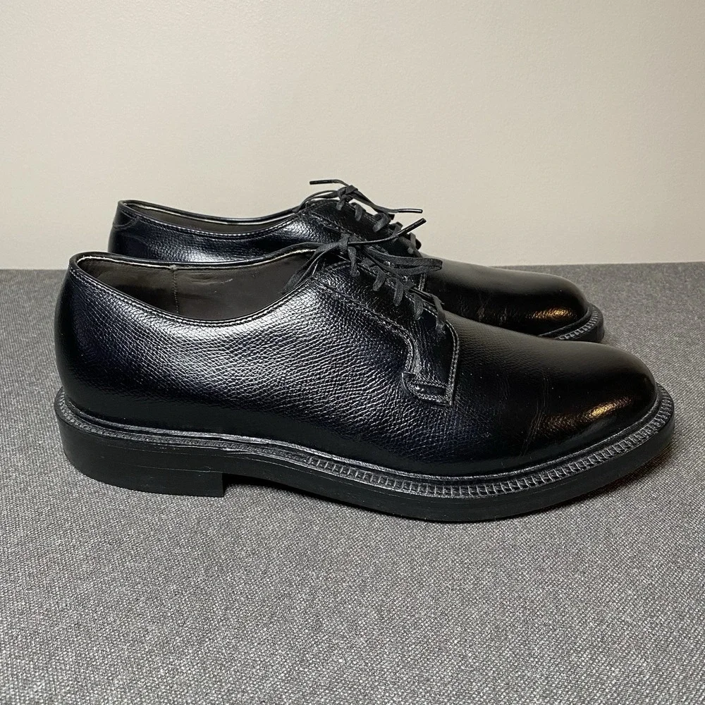 Vintage Sears Derby Blucher Dress Shoe Size 8.5 EE Black Pebbled 74668